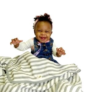 Monica and Andy Gray Stripe Baby Blanket